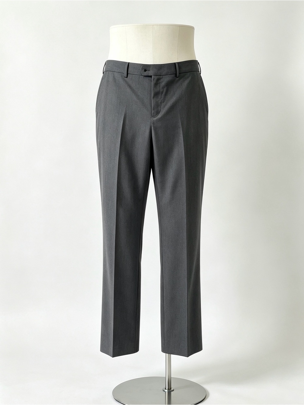 Baroni Men’s Super 150’s Wool Dress Pants Gray 42R Classic Flat Front